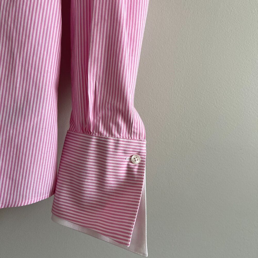 Brooks Brothers | Pink & White Striped Button-Down Shirt with Cuffs – Size 10 - Picture 7 of 7